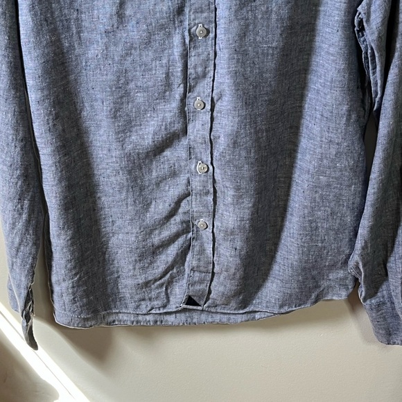 Untuckit SlimFit Blue Linen Shirt Sz Large - Picture 4 of 11